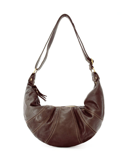 Braun LUNA● Hobo crescent bag. Halbmond Tasche aus italienischem Leder Sacktaschen