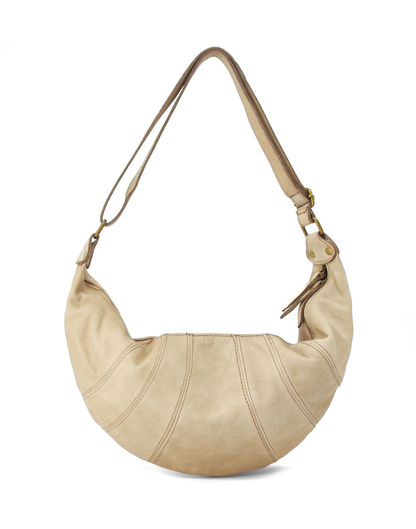 Beige LUNA● Hobo crescent bag. Halbmond Tasche aus italienischem Leder Sacktaschen