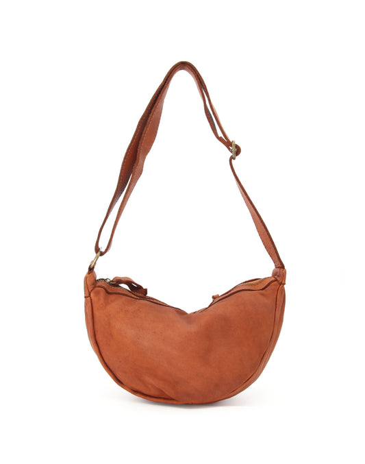 LUNA HOBO S● Small leather crescent bag for women. Croissant bag made of Italian leather