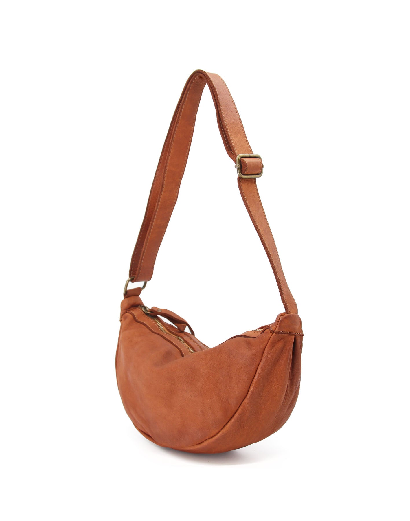 LUNA HOBO S● Kleine Leder Crescent Bag für Damen. Halbmond Tasche aus italienischem Leder