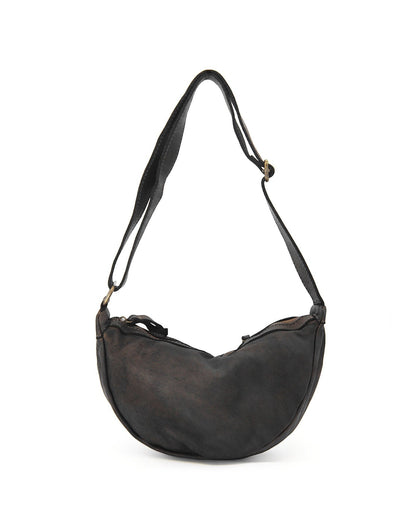 Schwarz LUNA HOBO S● Kleine Leder Crescent Bag für Damen. Halbmond Tasche aus italienischem Leder Sacktaschen.com
