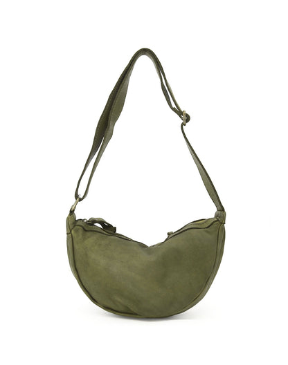 Grün LUNA HOBO S● Kleine Leder Crescent Bag für Damen. Halbmond Tasche aus italienischem Leder Sacktaschen.com