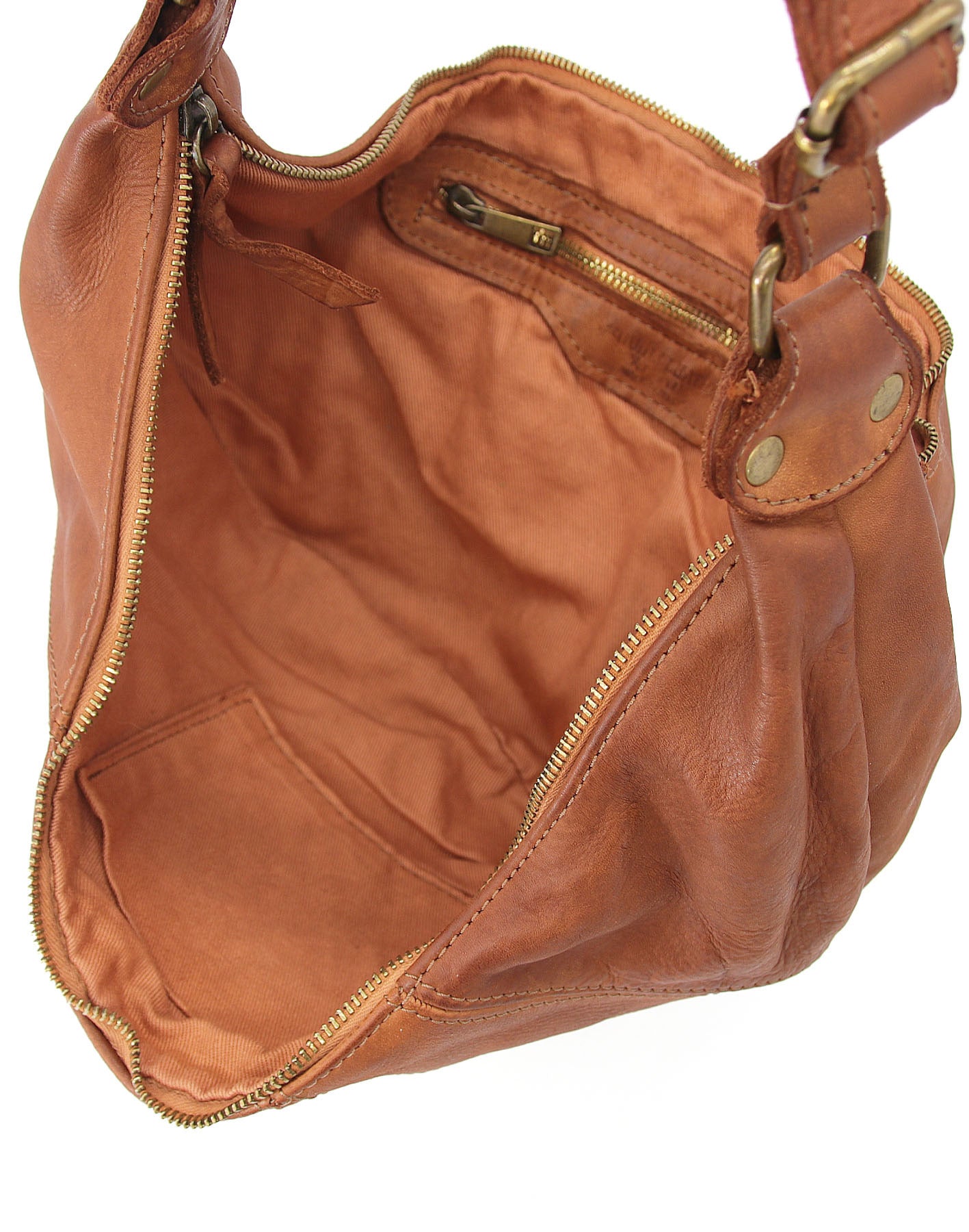 LUNA HOBO S● Kleine Leder Crescent Bag für Damen. Halbmond Tasche aus italienischem Leder