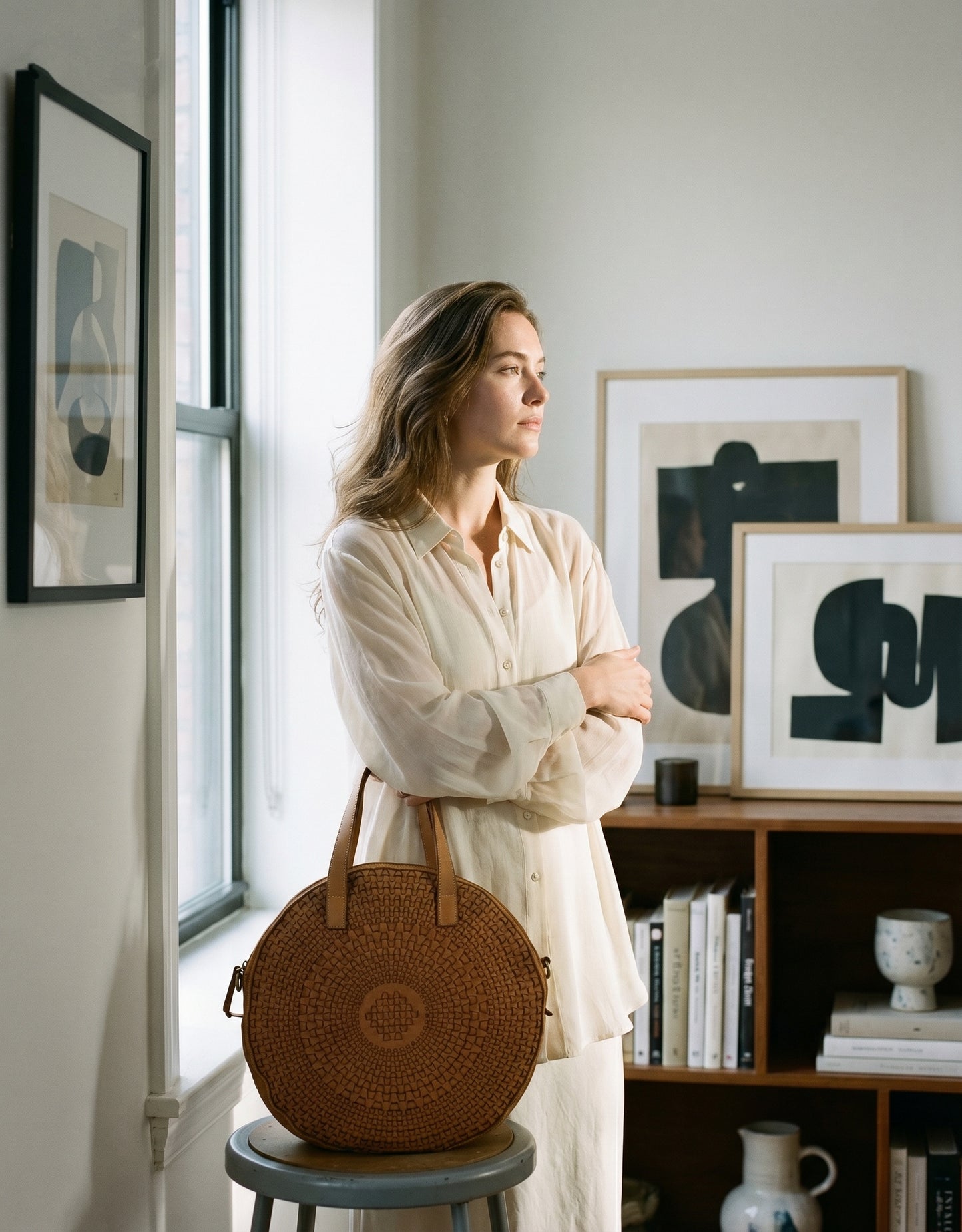 ROTUNDA● Ovale Damen-Umhängetasche aus geflochtenem Leder – Wandlungsfähige Eleganz Sacktaschen.com