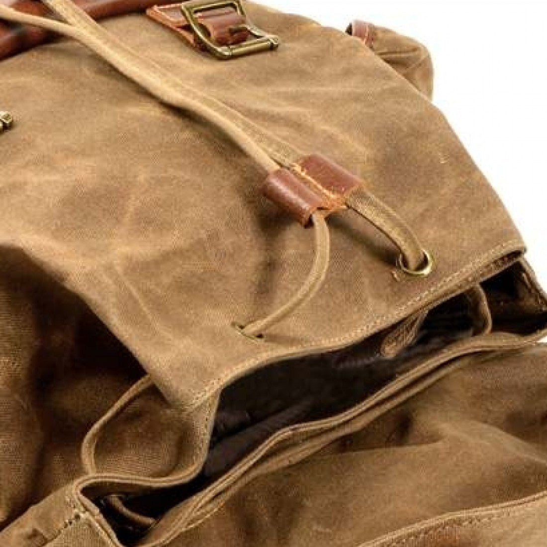 WAX SCOUT™ Mochila bolso grande de lona encerada con piel para hombre y mujer