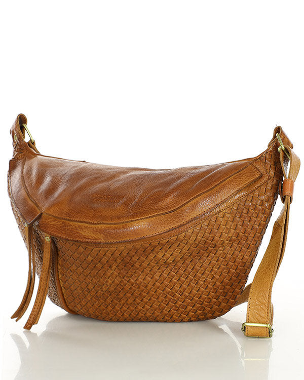 MOND 2 ● Large unisex bum bag - crossbag made of hand-woven genuine leather with zip.