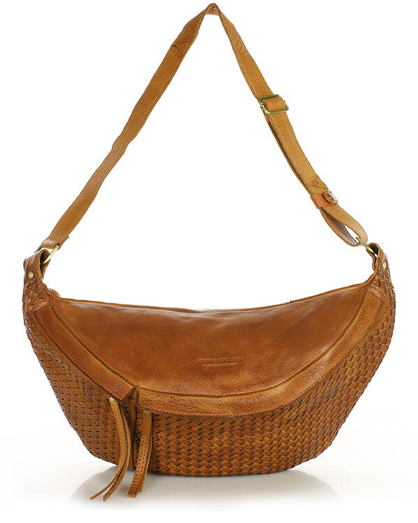 MOND 2 ● Large unisex bum bag - crossbag made of hand-woven genuine leather with zip.