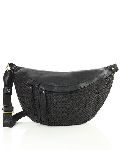 MOND 2 ● Large unisex bum bag - crossbag made of hand-woven genuine leather with zip.