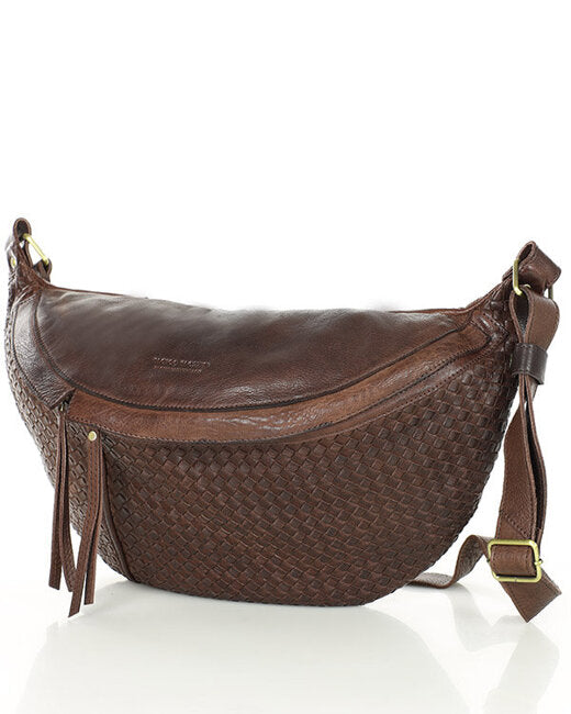 MOND 2 ● Large unisex bum bag - crossbag made of hand-woven genuine leather with zip.