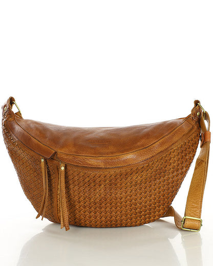 MOND 2 ● Large unisex bum bag - crossbag made of hand-woven genuine leather with zip.