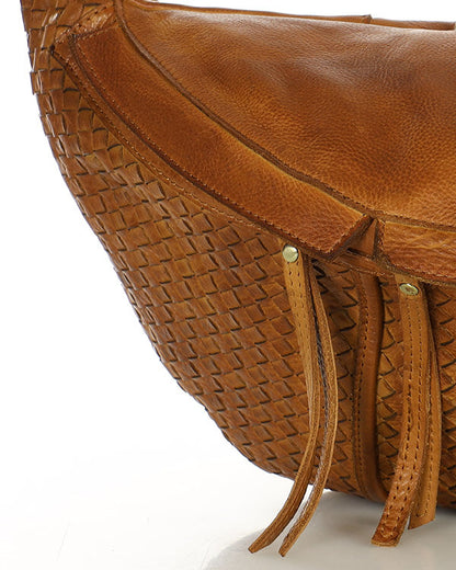 MOND 2 ● Large unisex bum bag - crossbag made of hand-woven genuine leather with zip.