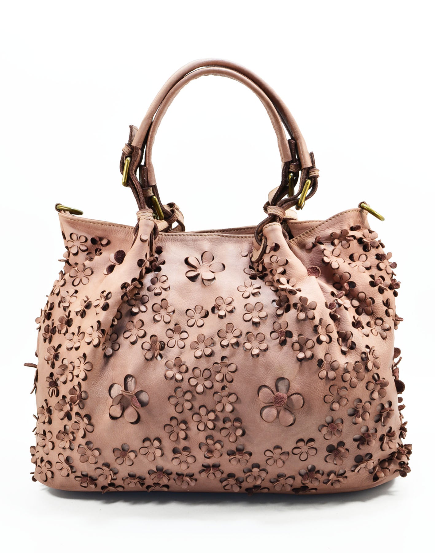FIORINO● Leather bag handbag for women made of Italian leather with floral pattern