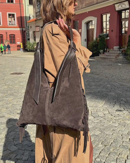 BINOTTO WILD™ Women's Hobo Clutch Bag and Shoulder Bag in Italian Suede