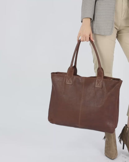 TOTE BUSINESS II. Elegante Leder Businesstasche Henkeltasche mit hohen Griffen