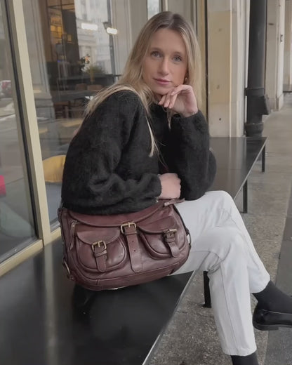 ANCONA™ Medium Safari Style Leather Crossbody Bag