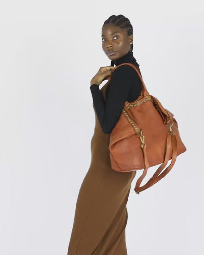 (outlet) CAMILLE™ Shopper Leather bag with zipper & rivets