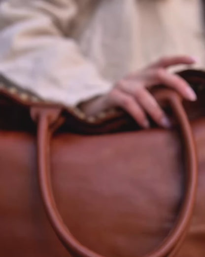 (outlet) CAMILLE™ Shopper Leather bag with zipper & rivets