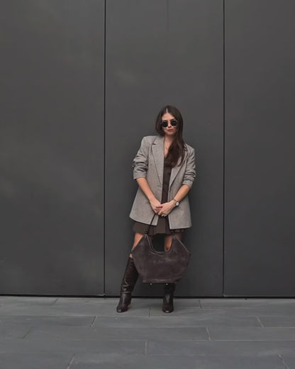 BOLOGNA WILD™ Suede Shopper Bag with Shoulder Strap made of Italian suede