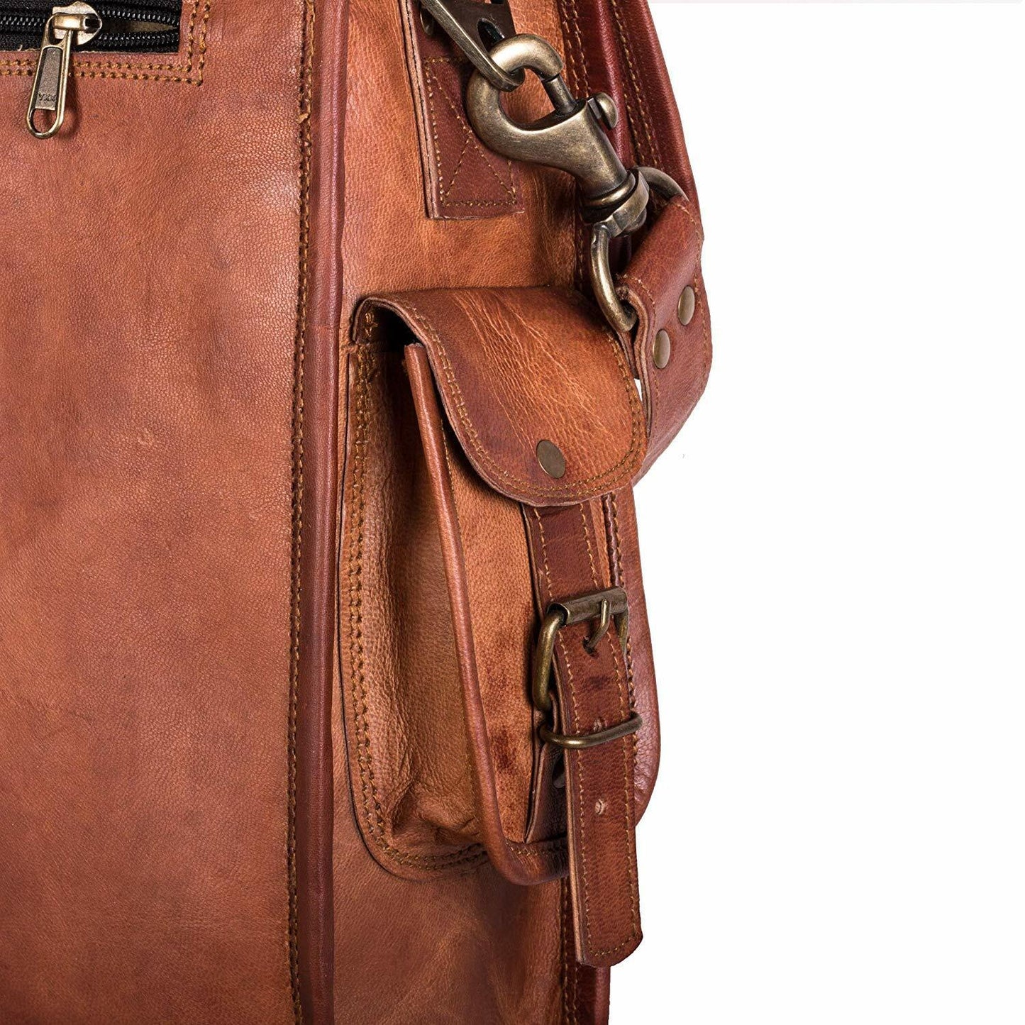 RAHAN VINTAGE Porte-documents en cuir fait main pour hommes marron. (Expédition le jour même)