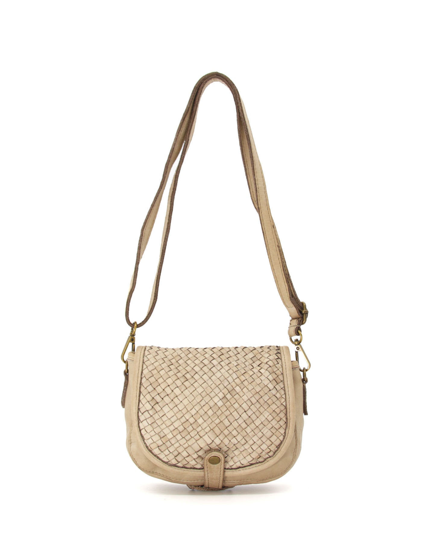 Beige ROSALINE S● Mini Umhängetasche aus Leder für Damen – Handgefertigte Crossbody-Tasche Sacktaschen.com