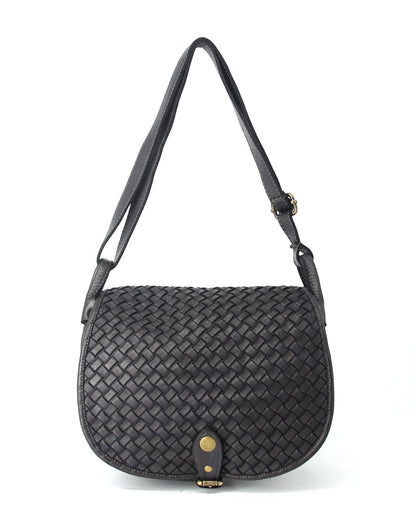 Schwarz ROSALINE● Leder-Umhängetasche & Crossbody-Tasche für Damen im Retro-Stil Sacktaschen.com