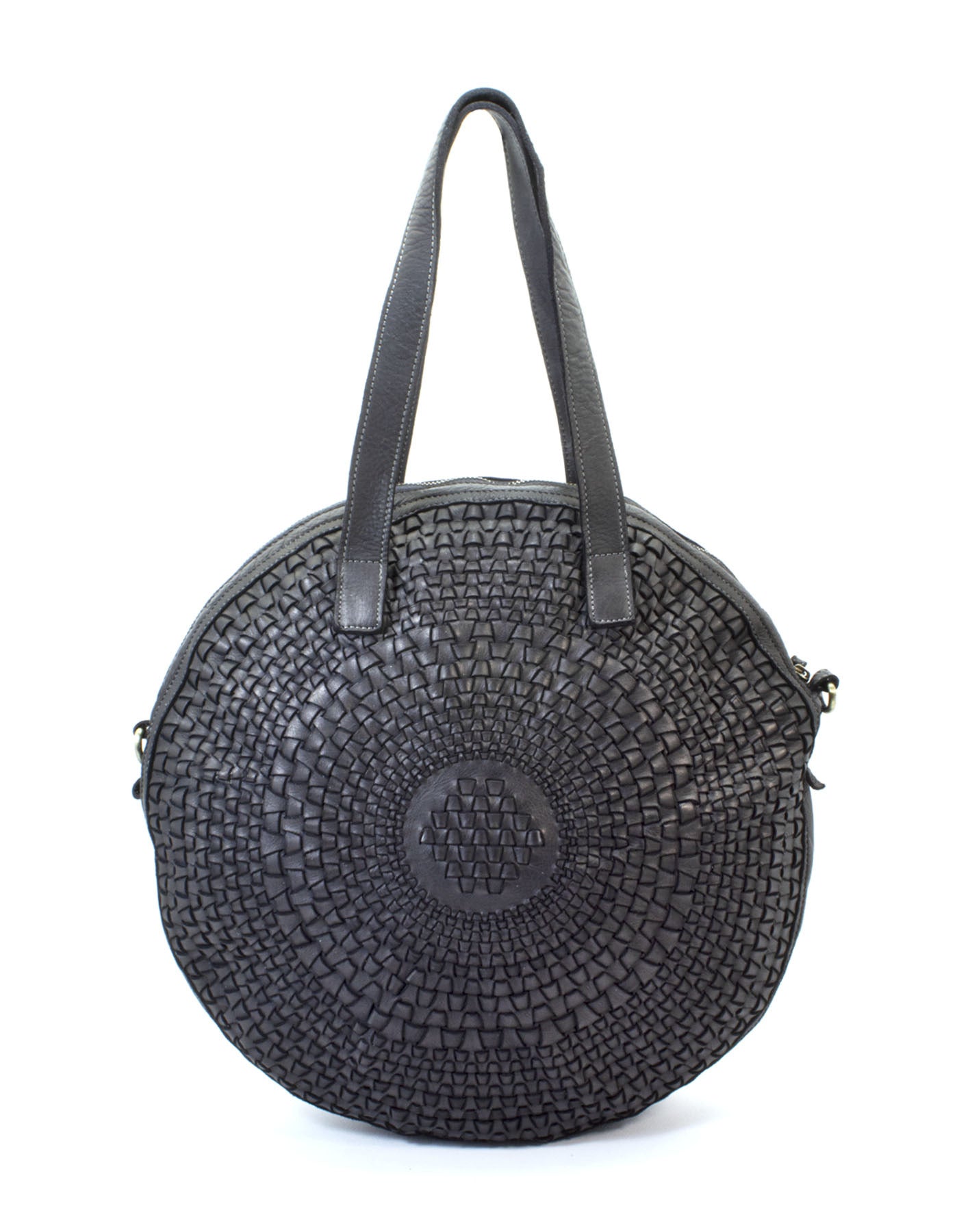 ROTUNDA● Oval women's shoulder bag made of braided leather