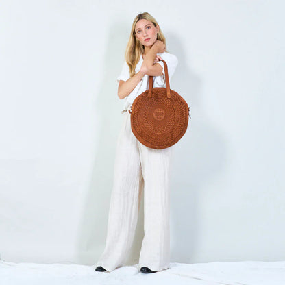 ROTUNDA● Oval women's shoulder bag made of braided leather