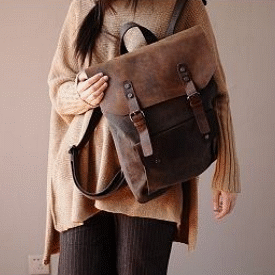mochila mujer lona y cuero estilo vintage