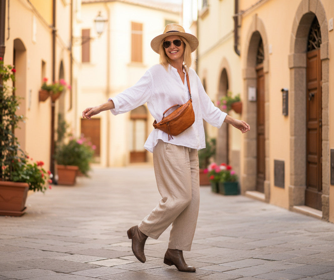 TORINO● Große Lederbauchtasche für damen m. RV. Sacktaschen.com