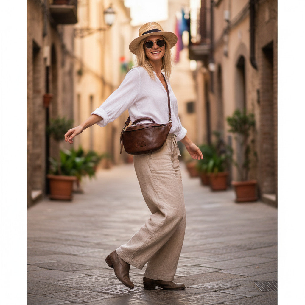 TORINO● Große Lederbauchtasche für damen m. RV. Sacktaschen.com