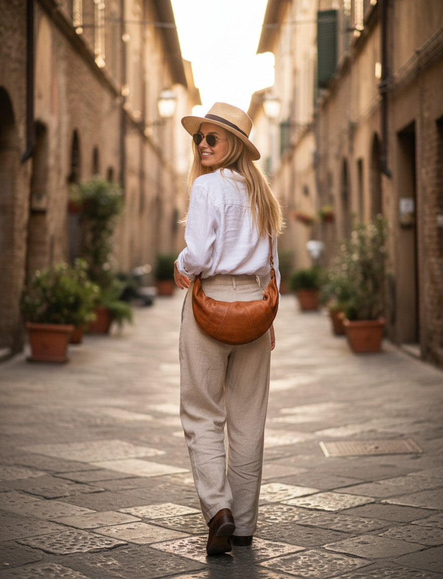 LUNA● Hobo crescent bag. Halbmond Tasche aus italienischem Leder Sacktaschen