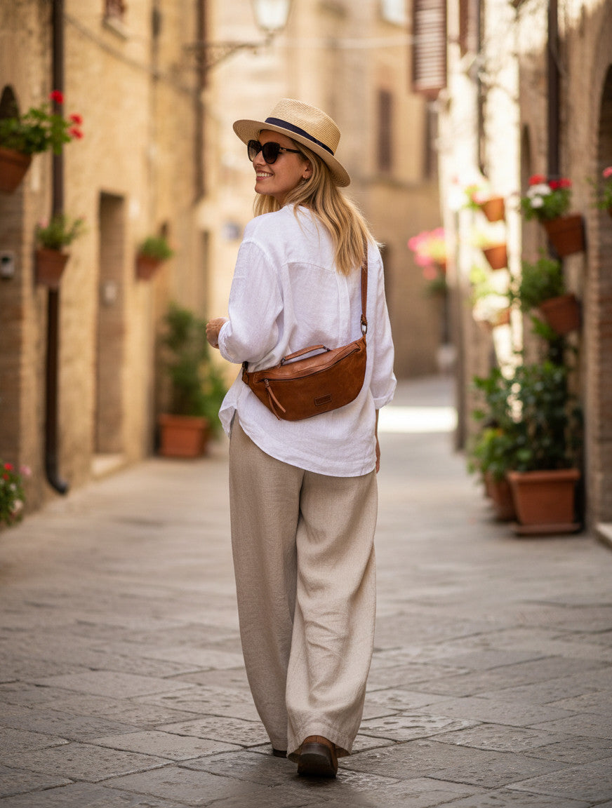 TORINO● Große Lederbauchtasche für damen m. RV. Sacktaschen.com