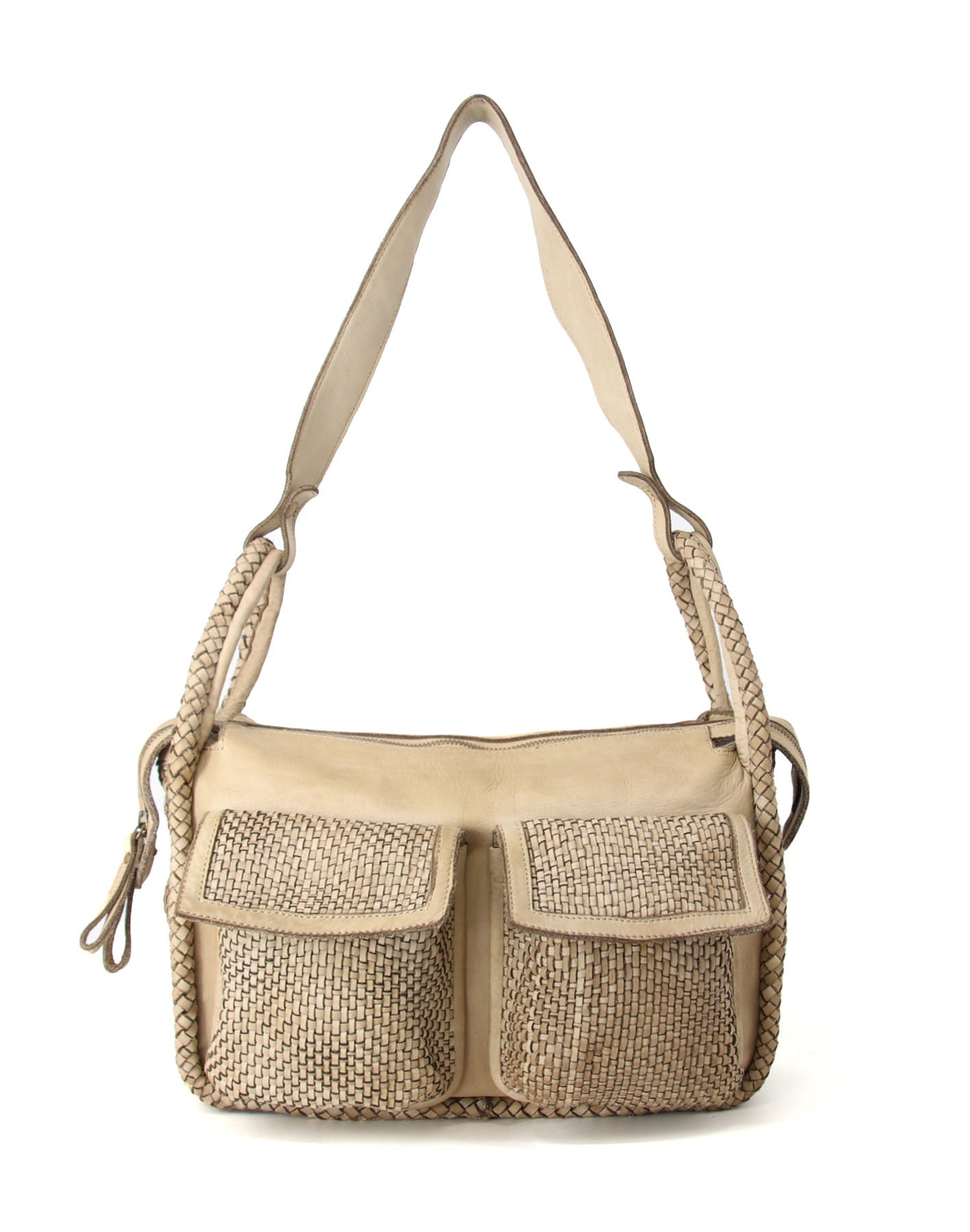 Beige FESCO● Mittelgroß Schultertasche Leder für Damen – Handgefertigte Umhängetasche aus Italien Sacktaschen.com