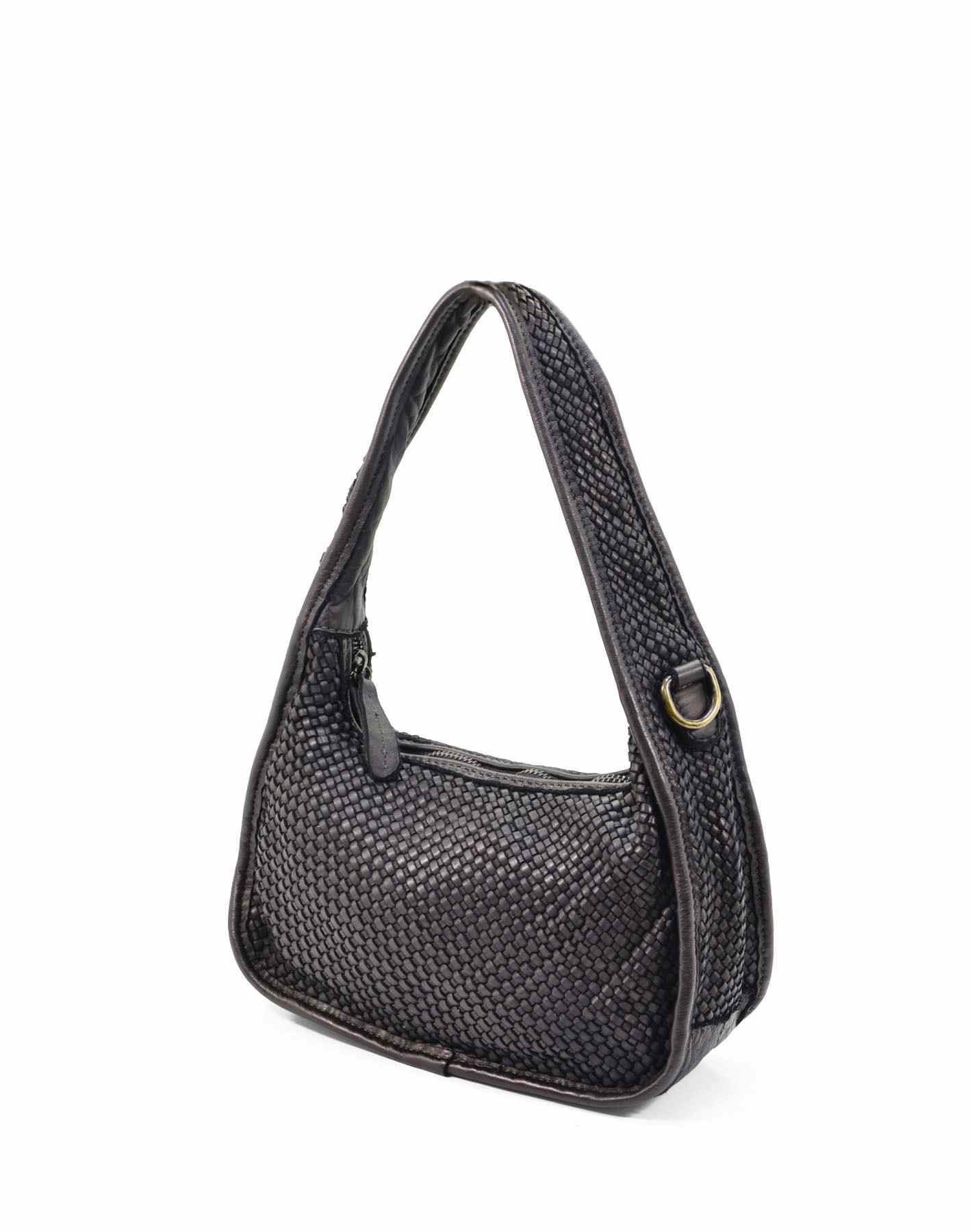 schwarz MATTI● Geflochtene Schultertasche Leder Damen – Stilvolle 3-in-1 Flexibilität Sacktaschen.com