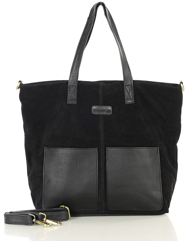 BRESCIA WILD™ Suede Damen-Totebag aus italienischem Wildleder schwarz