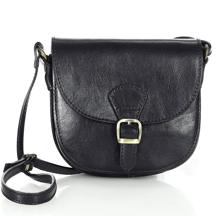 schwarz CIARA Kleine Damen Leder Umhängetasche Crossbody Sacktaschen.com