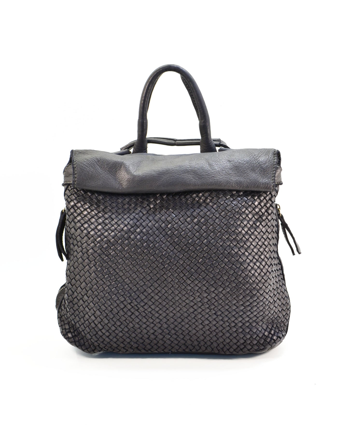 Schwarzer 3-in-1-Rucksack aus Leder, elegante City-Beuteltasche mit Rucksackfunktion aus italienischem Leder