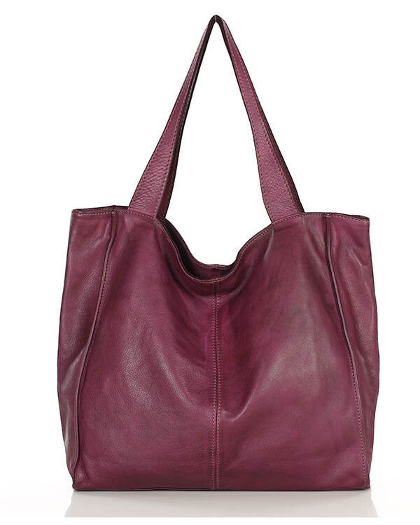 Burgunderrot (outlet) SOHO TOSCA● Einfache Shopper Tasche für Damen aus italienisches Leder Sacktaschen.com
