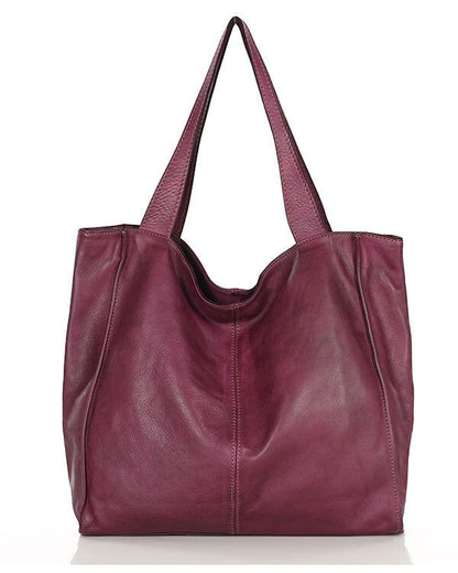 Burgunderrot (outlet) SOHO TOSCA● Einfache Shopper Tasche für Damen aus italienisches Leder Sacktaschen.com