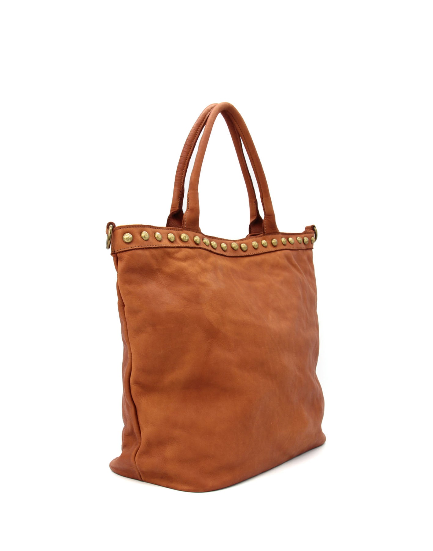 CAMILLE 2● Shopper leather bag with rivets & zip