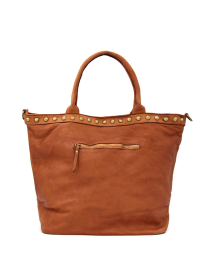 CAMILLE 2● Shopper leather bag with rivets & zip