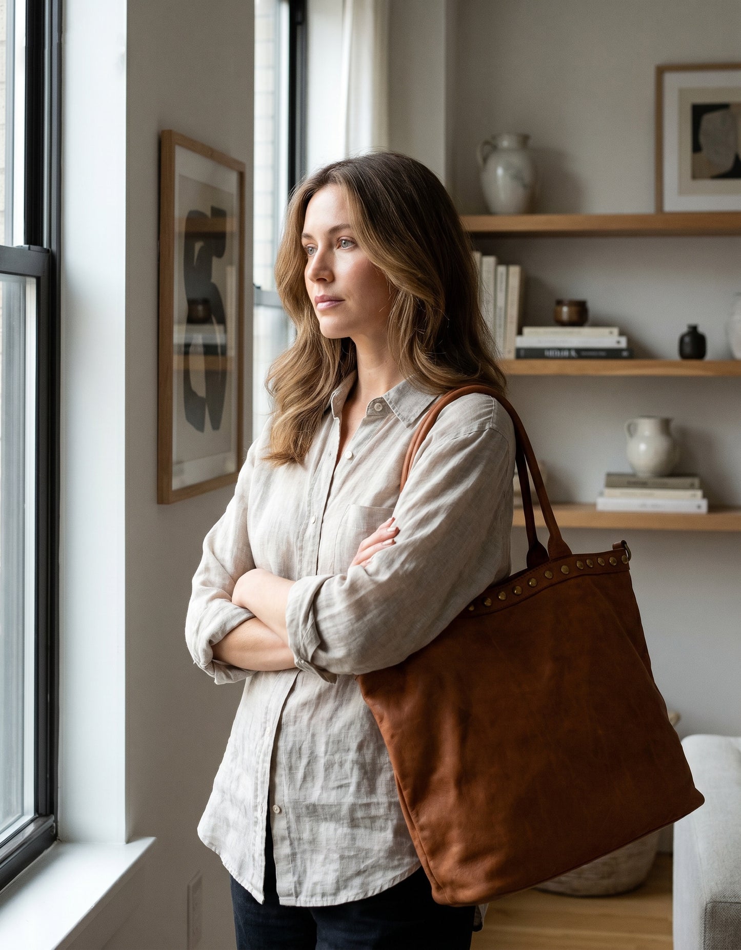 CAMILLE 2● Kleine Damen Shopper Echtleder mit Reißverschluss – Boho-Stil Sacktaschen.com