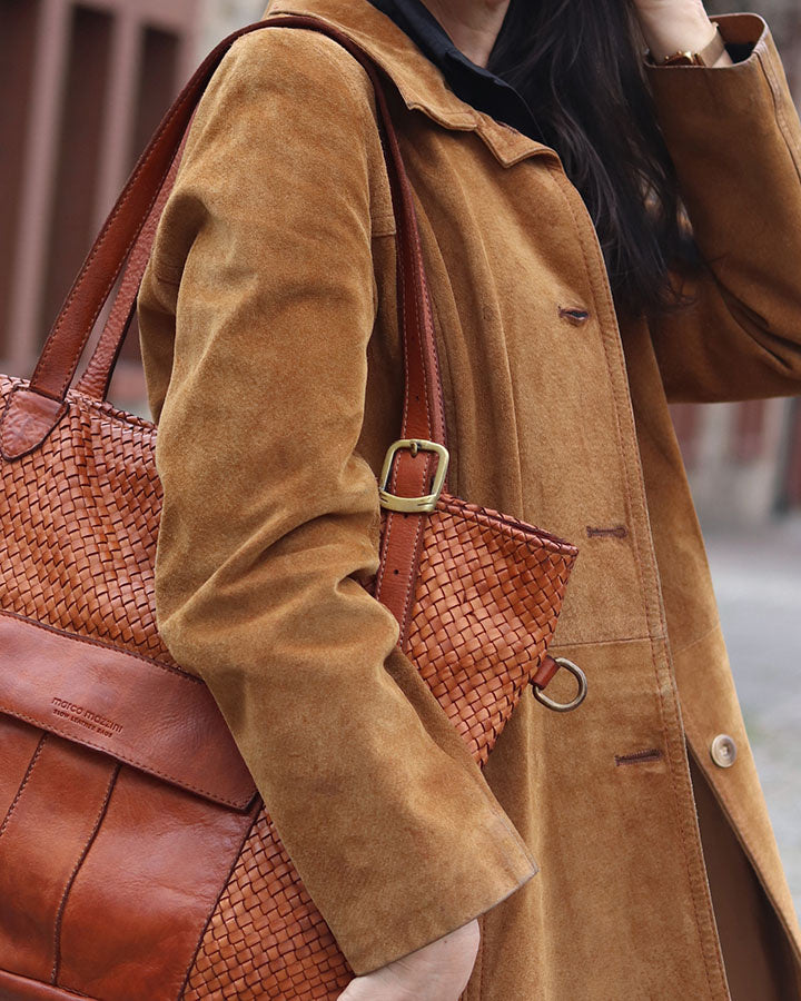 MEDICI. Damen Shopper-Tasche aus geflochtenem Naturleder