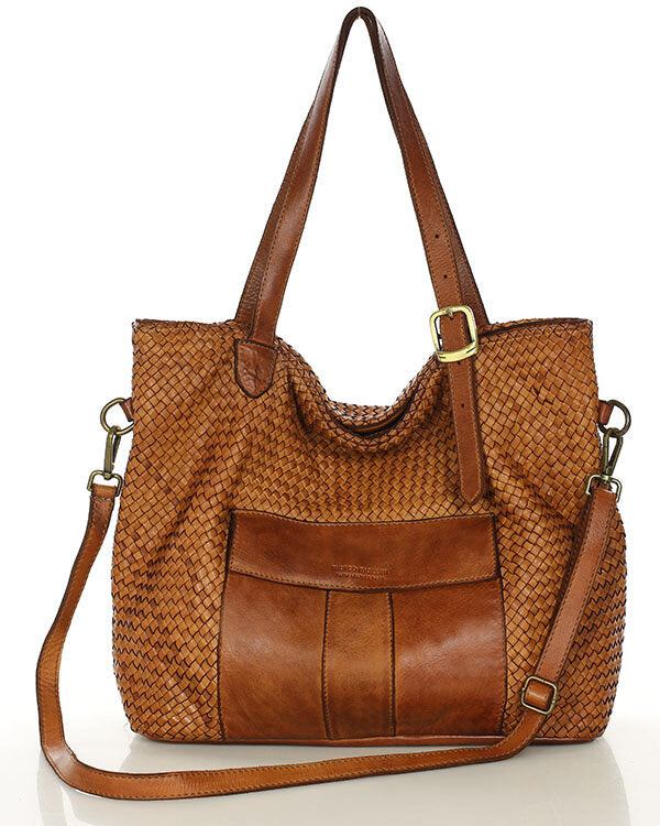 MEDICI. Damen Shopper-Tasche aus geflochtenem Naturleder