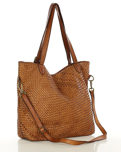 MEDICI. Damen Shopper-Tasche aus geflochtenem Naturleder