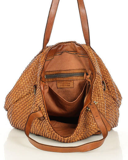 MEDICI. Damen Shopper-Tasche aus geflochtenem Naturleder