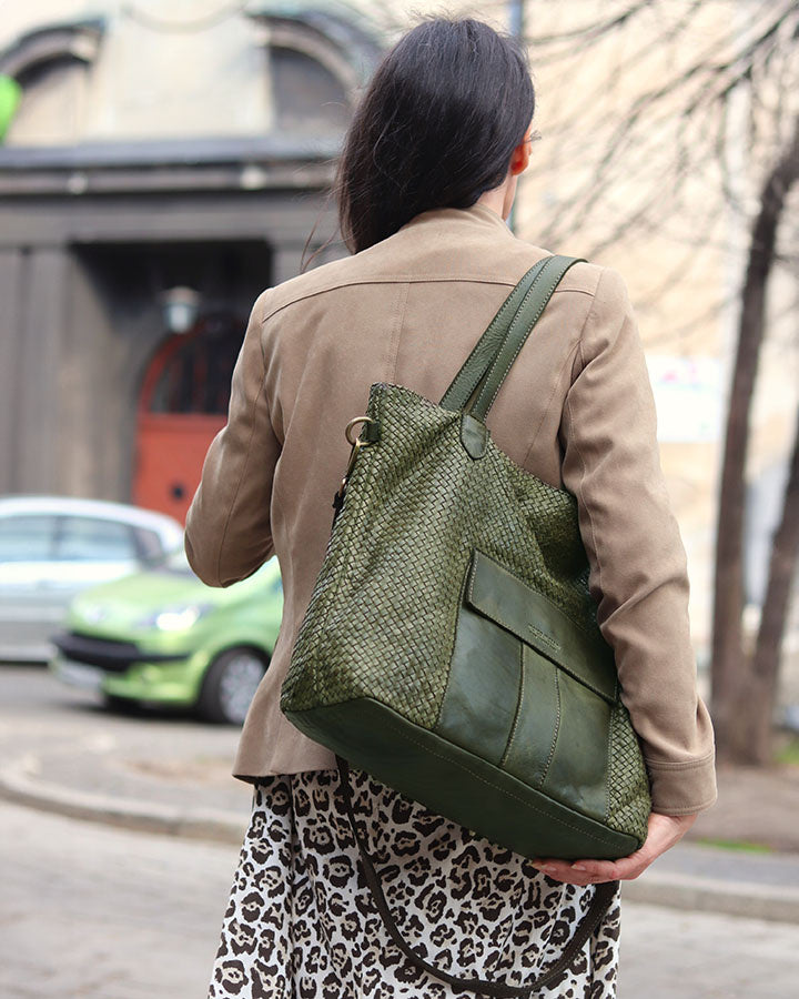 MEDICI. Damen Shopper-Tasche aus geflochtenem Naturleder