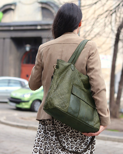 MEDICI. Damen Shopper-Tasche aus geflochtenem Naturleder