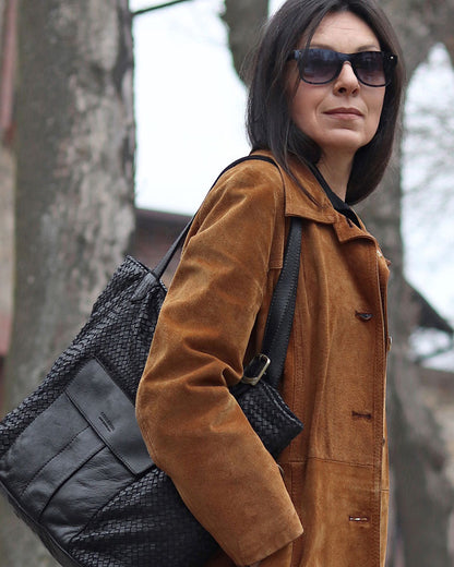 MEDICI. Damen Shopper-Tasche aus geflochtenem Naturleder