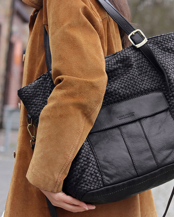 MEDICI. Damen Shopper-Tasche aus geflochtenem Naturleder